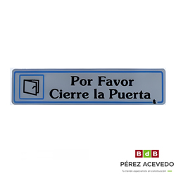 PLACA SEÑALIZACION ADHESIVA 175X40 MM. POR FAVOR CIERRE LA PUERTA