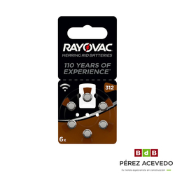 PILA BOTON AUDIFONO RAYOVAC ZA312 6 UND.