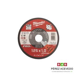 DISCO ABRASIVO 125MM X 1MM METAL PRO   (CAJA 10 UND.) SCS41/125X1  MILWAUKEE
