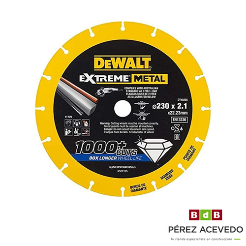 DISCO CORTE 230 X 2,1 DEWALT EXTREME METAL