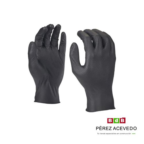 GUANTES DESECHABLES NITRILO GRIP NEGRO T-10 50 UND. MILWAUKEE