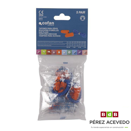 TAPONES PROTECCION OIDOS CON CORDON COFAN 5 PARES BLISTER